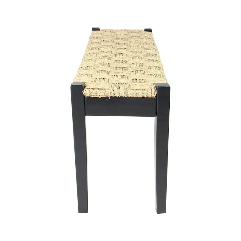 M4H Shambles Solid Wood Indoor Bench with Natural Seagrass