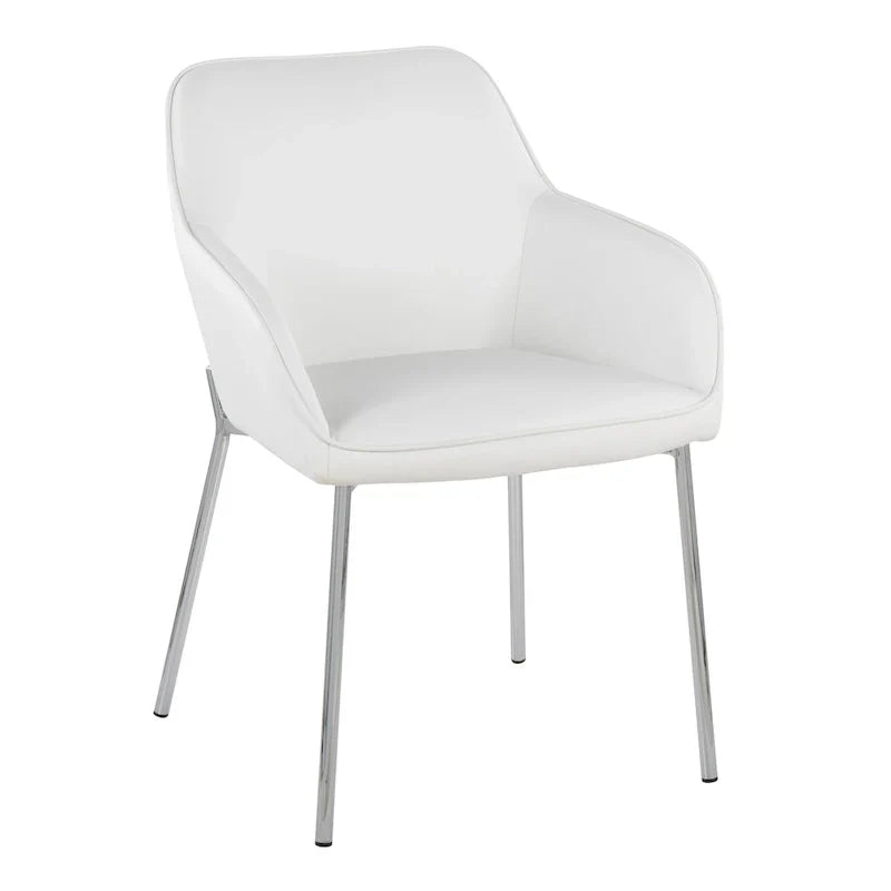 Set of 2 Silver Orchid Galotti Chrome Upholstered Dining Chairs