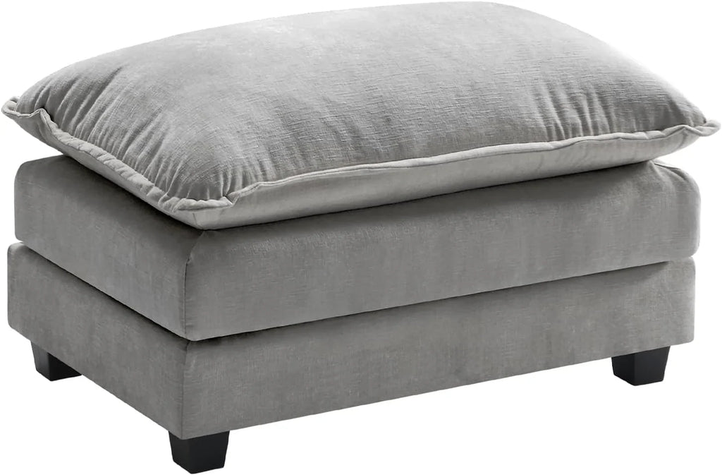 Ihanherry 146" U-Shaped Modern Sofa Modular Sectional Cloud Couch with 2 Ottoman, 6-Seat Chenille Deep Seat Sofa with 6 Pillows for Living Room, Bedroom and Apartment, Grey