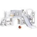 Keezi Kids Slide Swing Set Basketball Hoop Ring Football Outdoor Toys 132cm grey