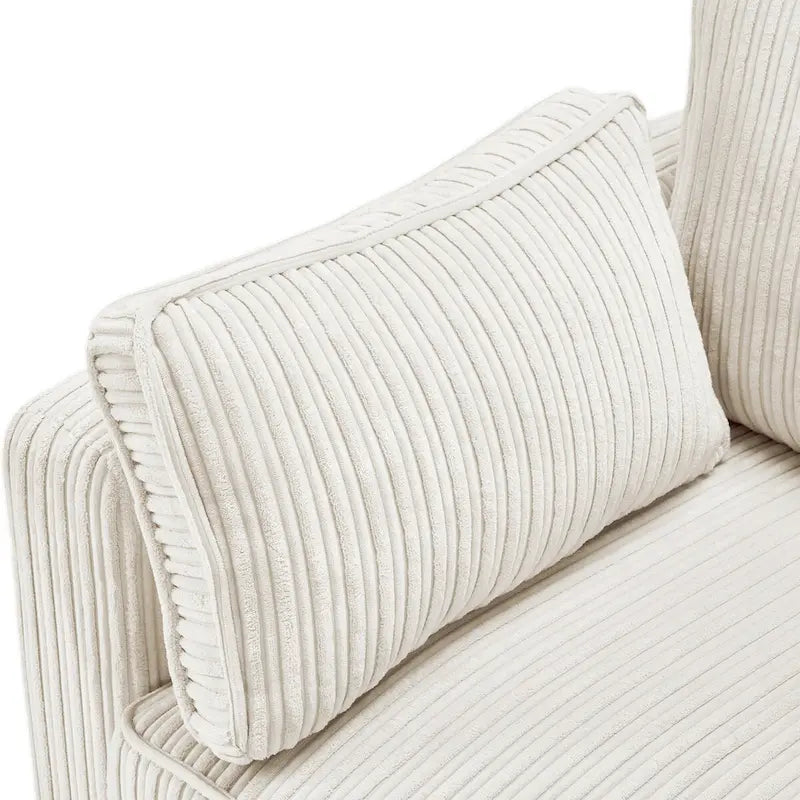 LUE BONA 81 Contemporary Corduroy 3-Seater Sofa - Upholstered Polyester Rectangle Design with Wooden Base for Living Room