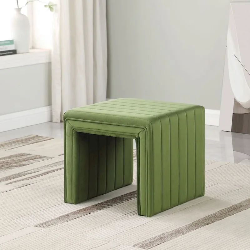 HomePop Contemporary Channel-Designed Ottoman