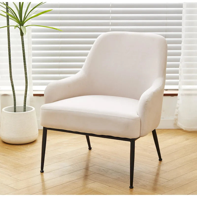 Mid-Century Velvet Accent Chair with Slope Arms