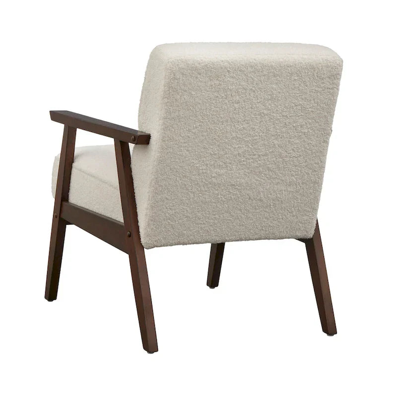 Mid Century Accent Lounge Chair with Cushioned Seat and Wooden Frame