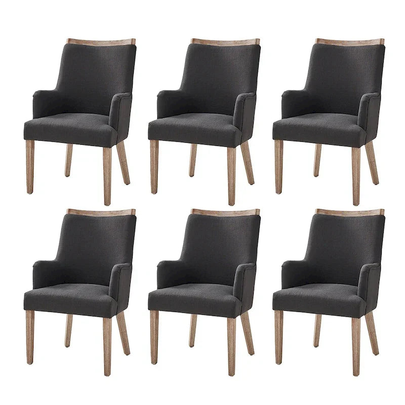 Set of 6 Albert Farmhouse Upholstered Solid Wood Dining Chairs by HULALA HOME