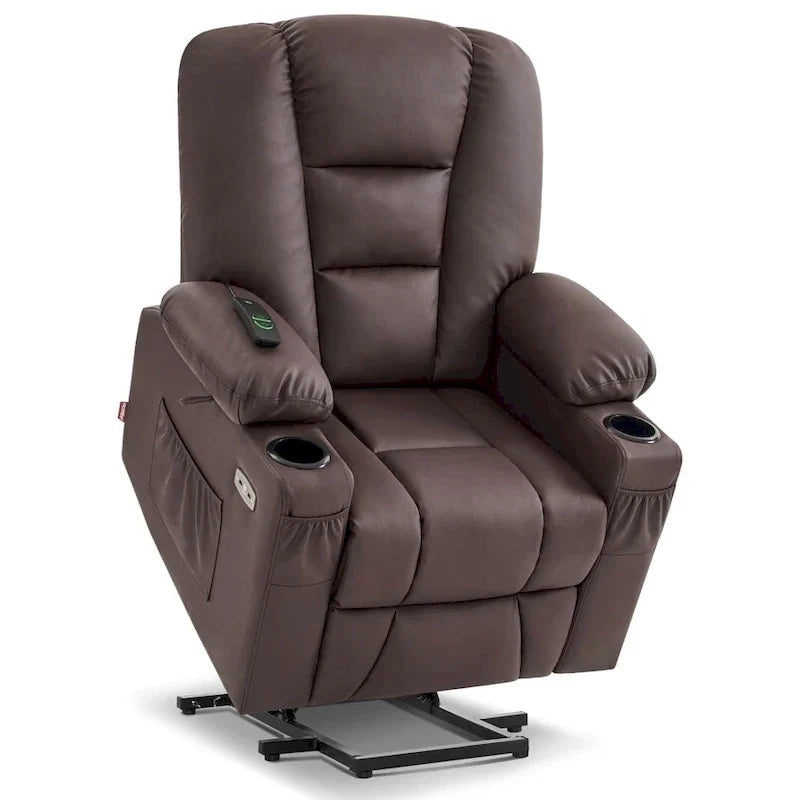 MCombo Compact Power Lift Recliner Chair with Massage and Heat for Seniors, Faux Leather Model 7569