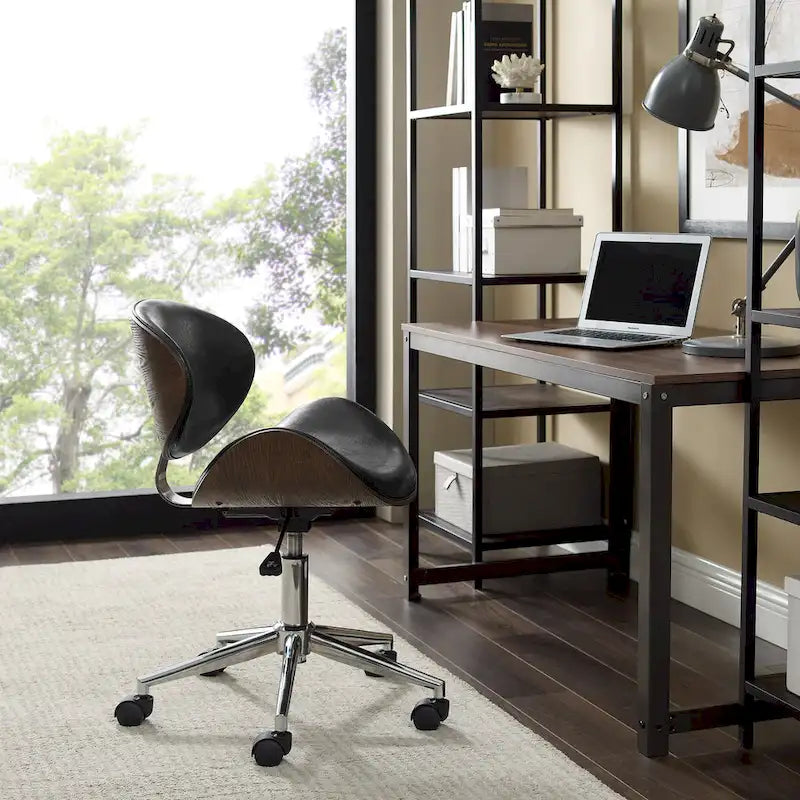 Mid-Century Modern Adjustable Office Chair with Swivel & Casters