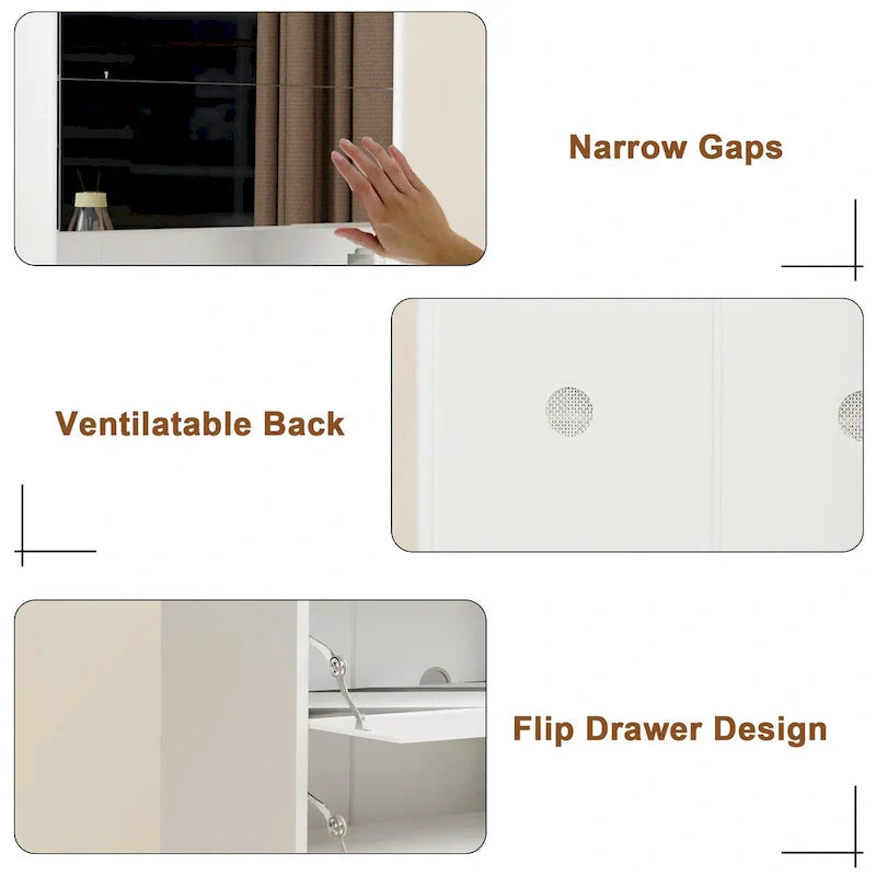 Mirror Shoe Cabinet With 6 Flip Drawers,Shoe Rack Organizer Store Ample Shoes,4 Metal Legs,Hand-Touch Flip-Out Door