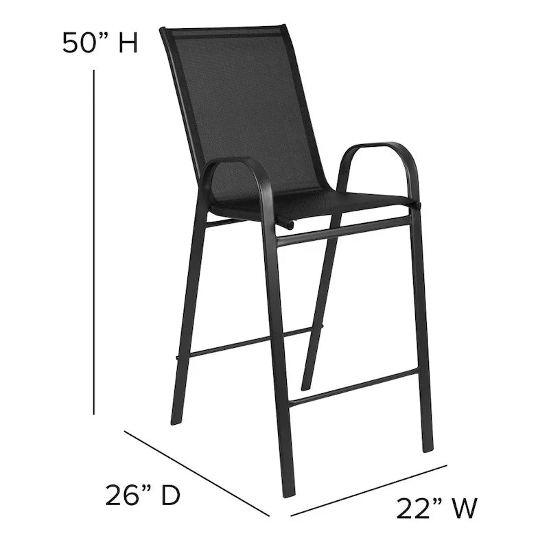 Set of 4 Outdoor Barstools with Flexible Comfort Material - Patio Seating