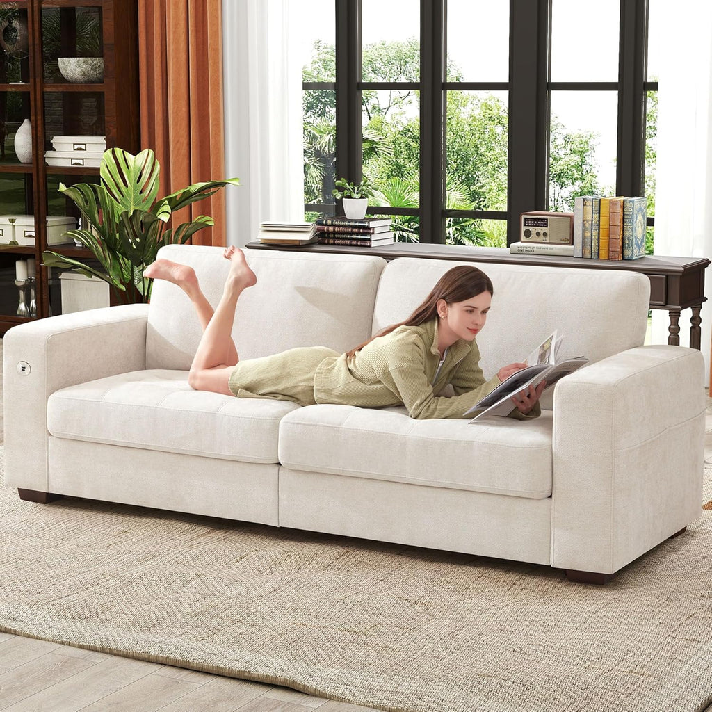 Ihanherry 146" U-Shaped Modern Sofa Modular Sectional Cloud Couch with 2 Ottoman, 6-Seat Chenille Deep Seat Sofa with 6 Pillows for Living Room, Bedroom and Apartment, Grey