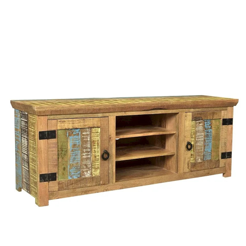 Handcrafted Solid Mango Wood TV Console from India - 60" x 18" x 22"