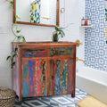Marina Del Rey Eco-Friendly Teak Wood Linen Cabinet with 2 Doors and 2 Drawers