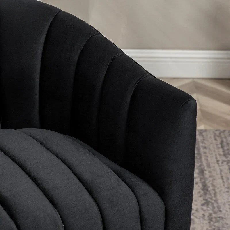 SEYNAR Set of 2 Modern Glam Velvet Upholstered Round Swivel Accent Barrel Chairs