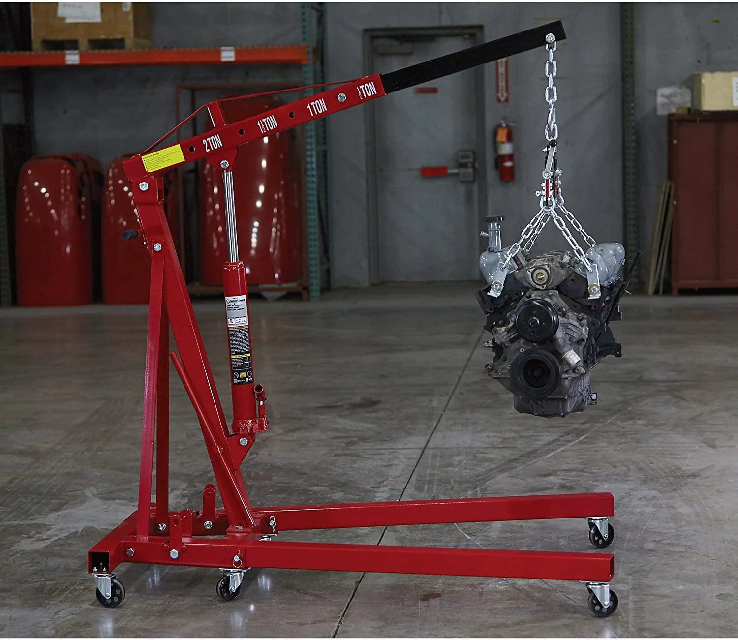 Strongway Hydraulic Engine Hoist with Load Leveler C 2-Ton Capacity, 1in.-82 5/8in. Lift Range