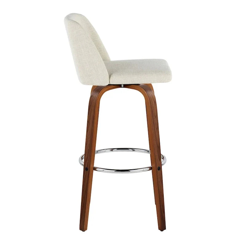 Set of 2 Carson Carrington Vallberga 30-Inch Fixed-Height Bar Stools with Walnut Wood Base