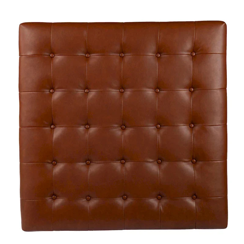 SEI Furniture Healy Tufted Ottoman in Faux Leather