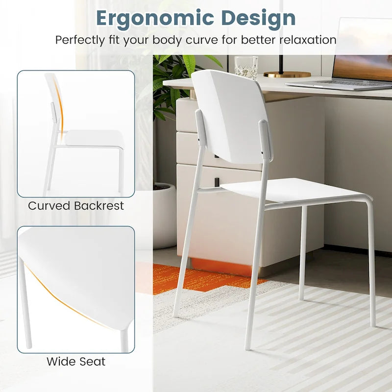 Set of 4 Stackable Dining Chairs with Ergonomic Backrest and Spacious Seat by Gymax