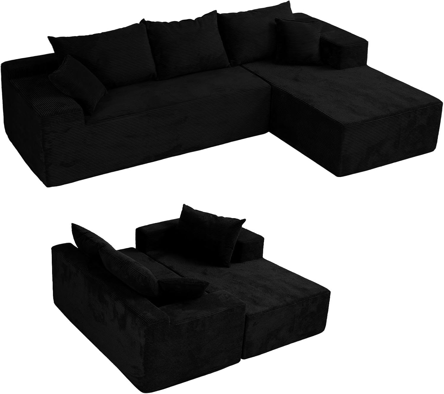 Cloud Sectional Couch with L-Shape Chaise,Modern Modular Sofa with Deep Seat, Upholstered Couches for Living Room Bedroom,No Assembly Required, Beige (Left Facing Chaise)