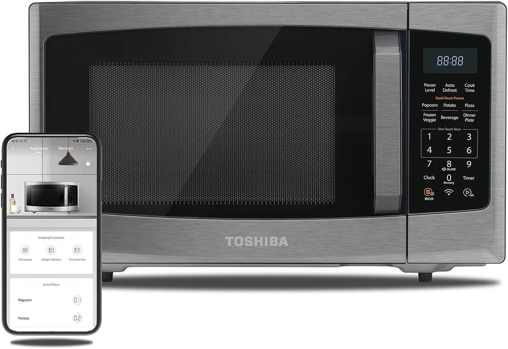 TOSHIBA 4-in-1 ML-EC42P(SS) Countertop Microwave Oven, Smart Sensor, Convection, Air Fryer Combo, Mute Function, Position Memory 13.6" Turntable, 1.5 Cu Ft, 1000W, Silver