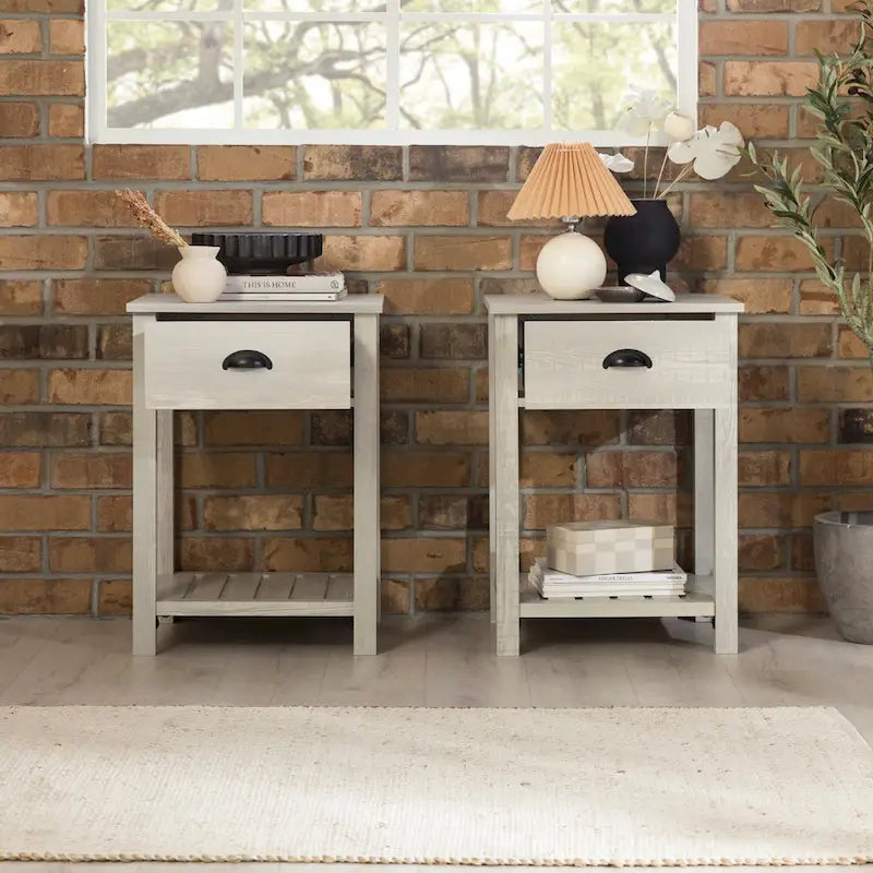 Set of 2 Middlebrook Farmhouse Nightstands with One Drawer