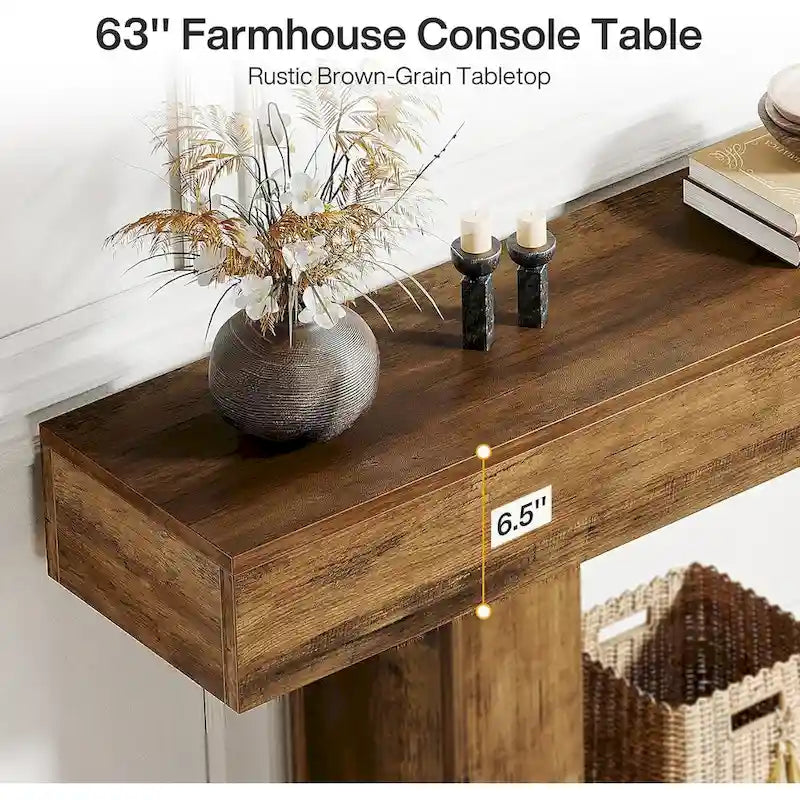 Rustic 2-Tier Entryway Table for Living Room, Hallway, and Foyer