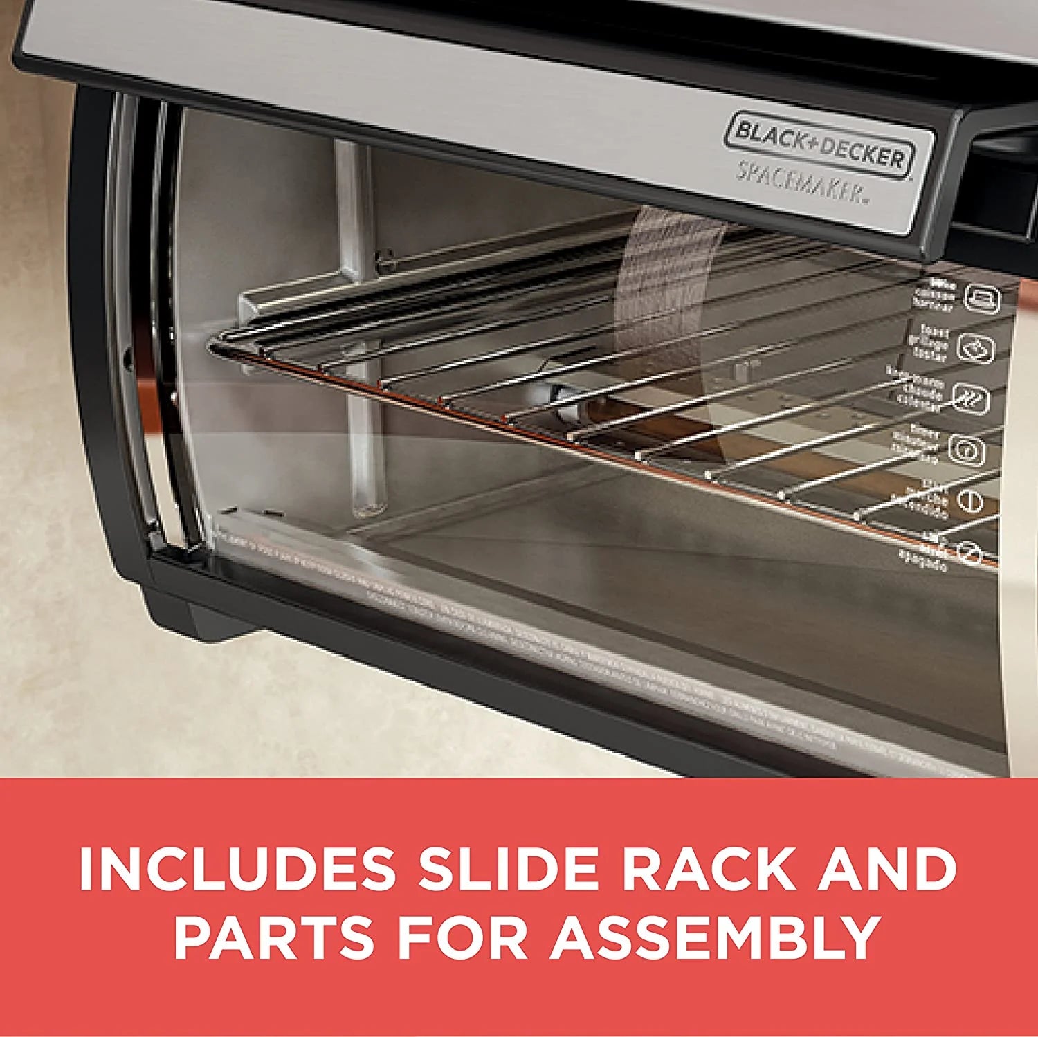 BLACK+DECKER SpaceMaker Under-Counter Toaster Oven, Digital Controls, Black/Stainless Steel, Fits 9锟芥�锟斤拷 Pizza, TROS1000D