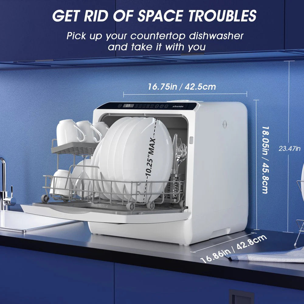 Portable Countertop Dishwasher with 5-Liter Built-In Water Tank and Air-Dry Function 5 Washing Programs