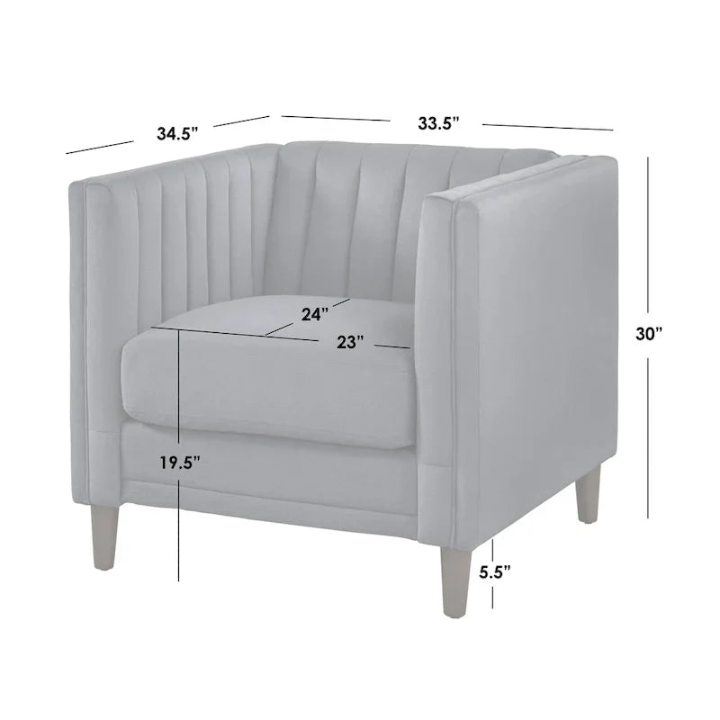 Lifestorey Paxton Tuxedo Chair with Channel Stitch Design