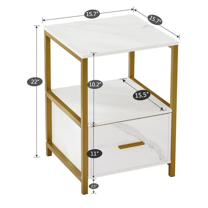 Javlergo Set of 2 Modern Square 1-Drawer Nightstands - Stylish End Tables for Bedroom and Living Room