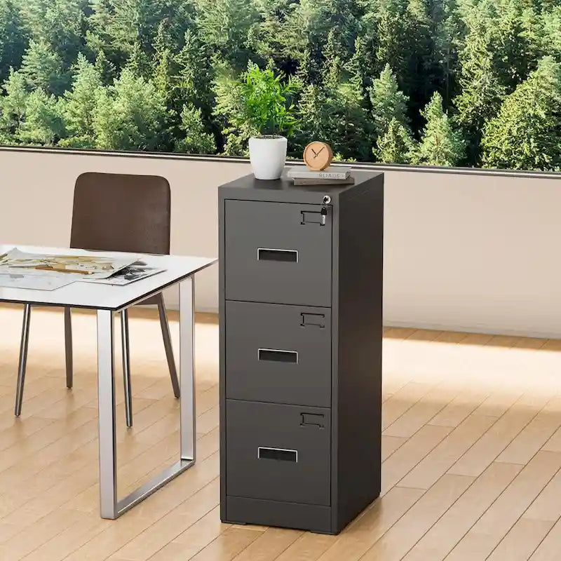 Metal Locking File Cabinet with 3 Drawers for Home Office