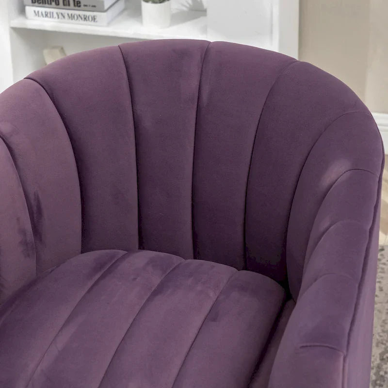 SEYNAR Contemporary Glam Velvet Round Swivel Accent Barrel Chair for Living Room