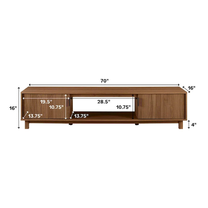 Middlebrook Designs Contemporary 70-Inch TV Stand with Fluted Doors