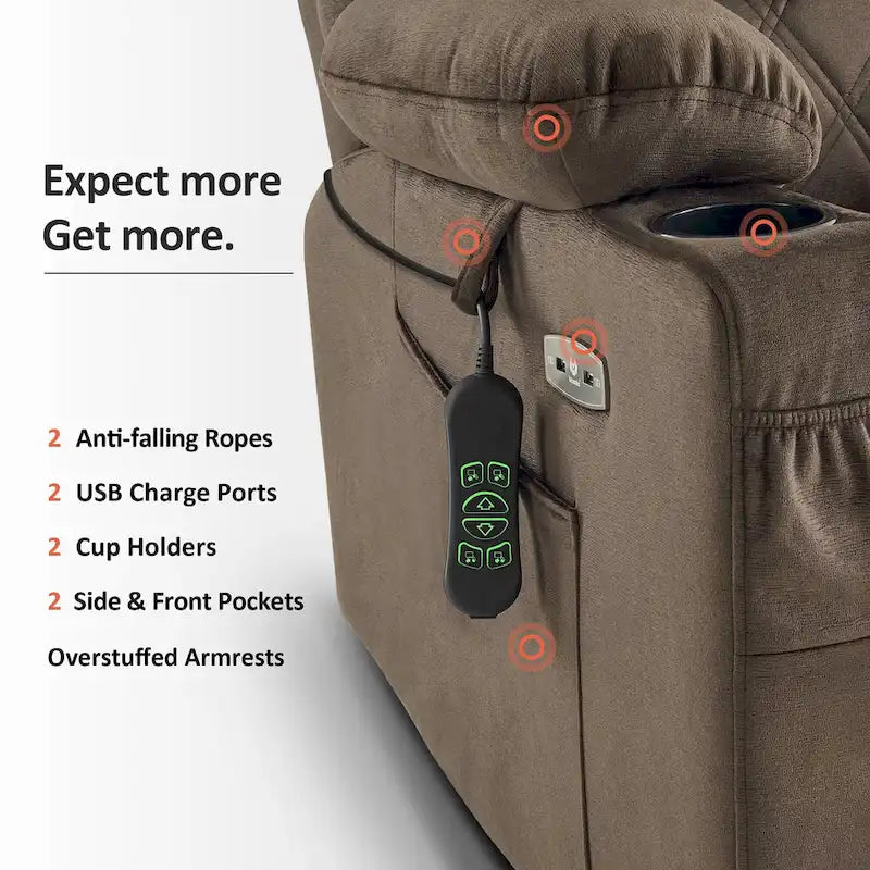 MCombo Compact Dual Motor Power Lift Recliner Chair with Massage, Dual Heating, and Adjustable Headrest - Model 7222
