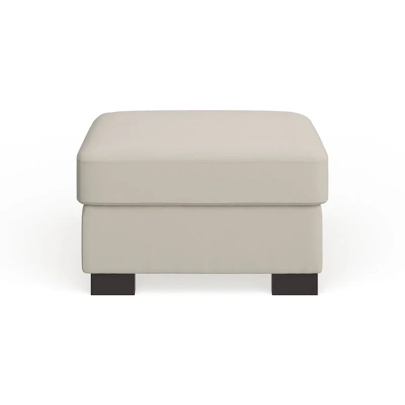 iNSPIRE Q Artisan White Cotton Fabric Down-Filled Ottoman - Lion Design