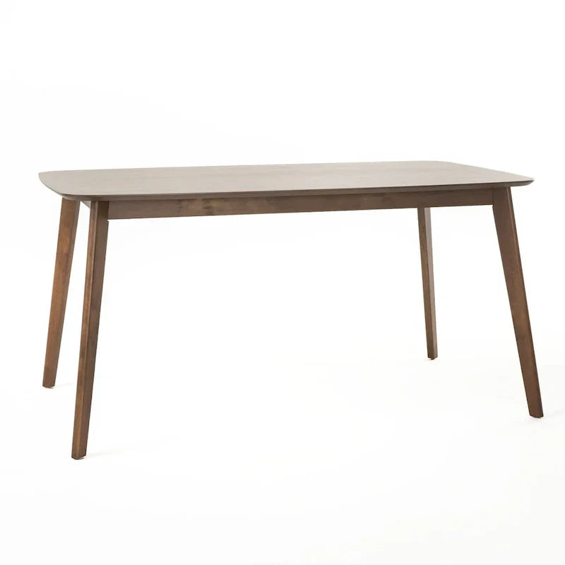 Mid Century Dining Table Set with 4 Upholstered Chairs and Wooden Frame