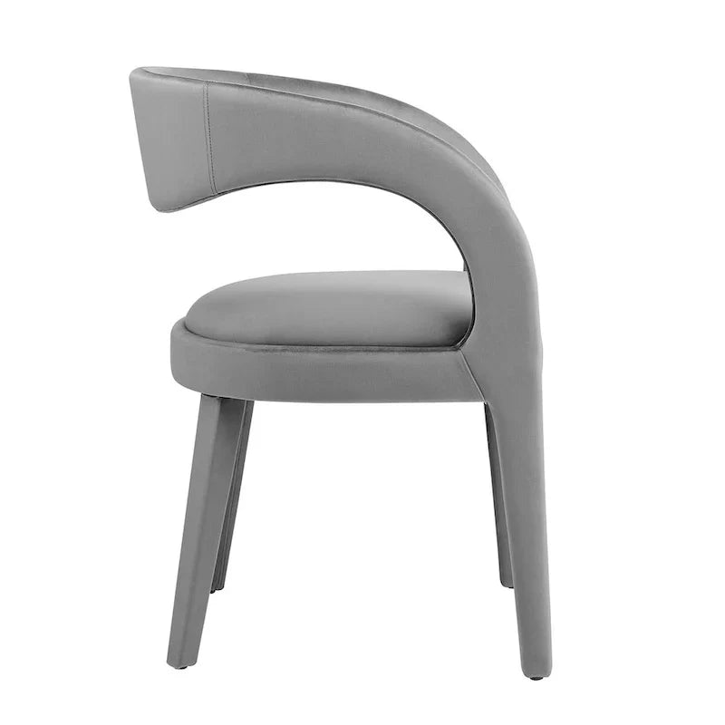 Set of 2 Modern Velvet Dining Chairs Curved Back Upholstered Accent Chairs