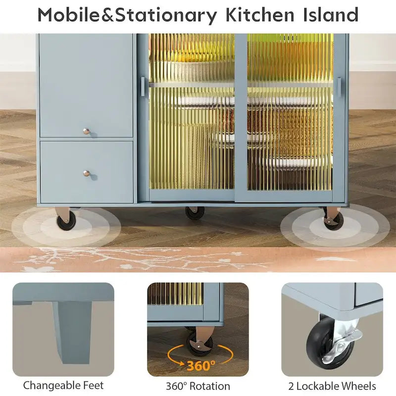 Merax Spacious Kitchen Island Cart with Adjustable Shelf and Dual Drawers