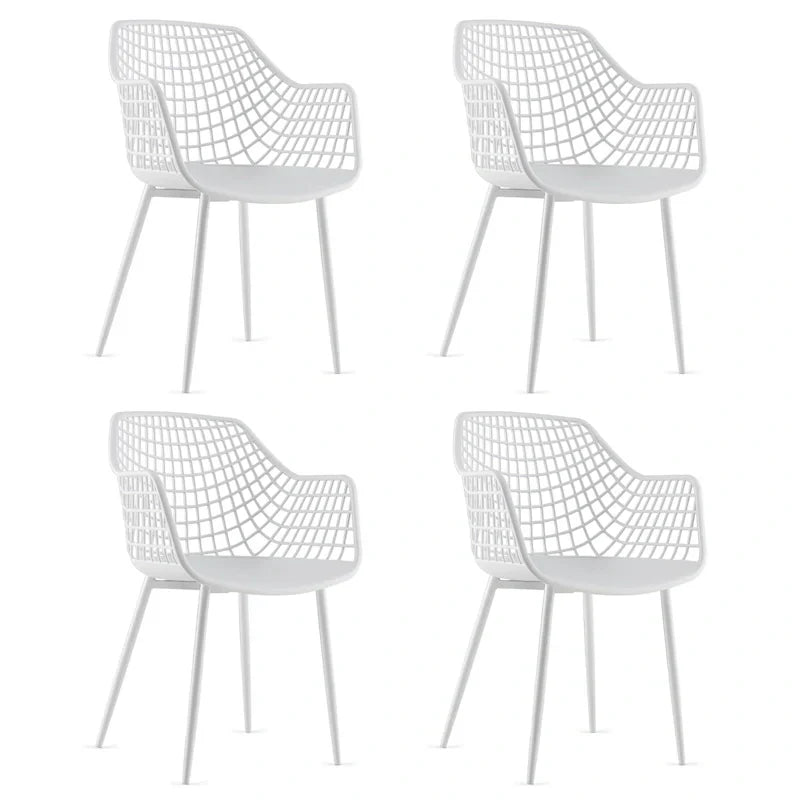 Set of 4 Modern Plastic Shell Dining Chairs with Metal Legs by Costway