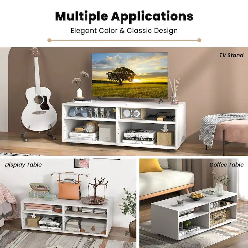 Gymax 4-Cubby TV Stand Media Console Entertainment Center