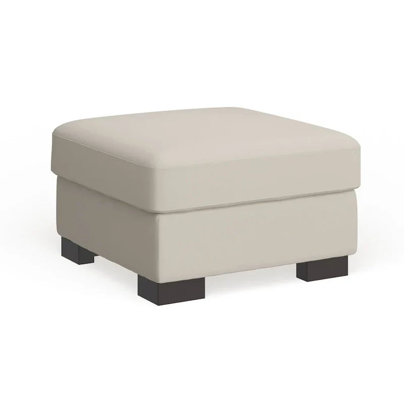 iNSPIRE Q Artisan White Cotton Fabric Down-Filled Ottoman - Lion Design