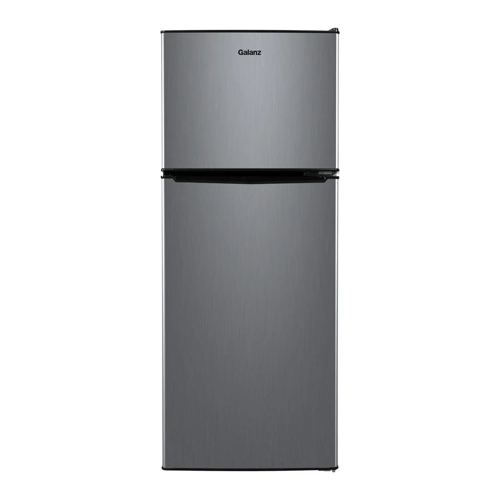 Galanz 4.6. Cu ft Two Door Mini Refrigerator with Freezer, Stainless Steel