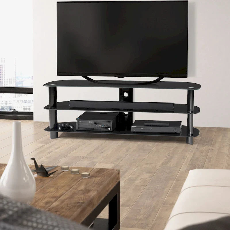 Laguna Satin Black Corner TV Stand for TVs Up to 65 Inches