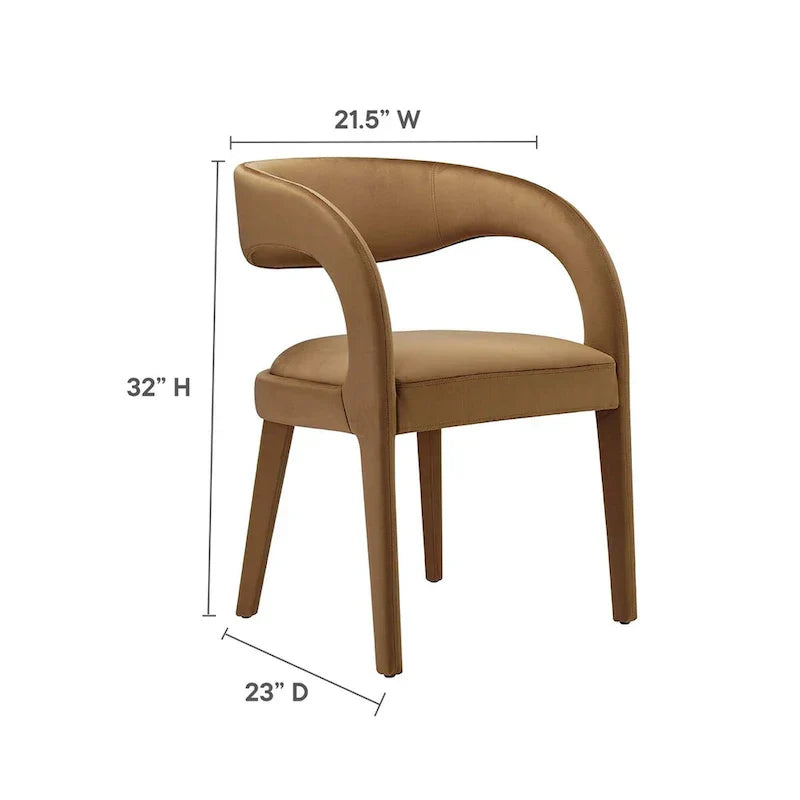 Set of 2 Modern Velvet Dining Chairs Curved Back Upholstered Accent Chairs