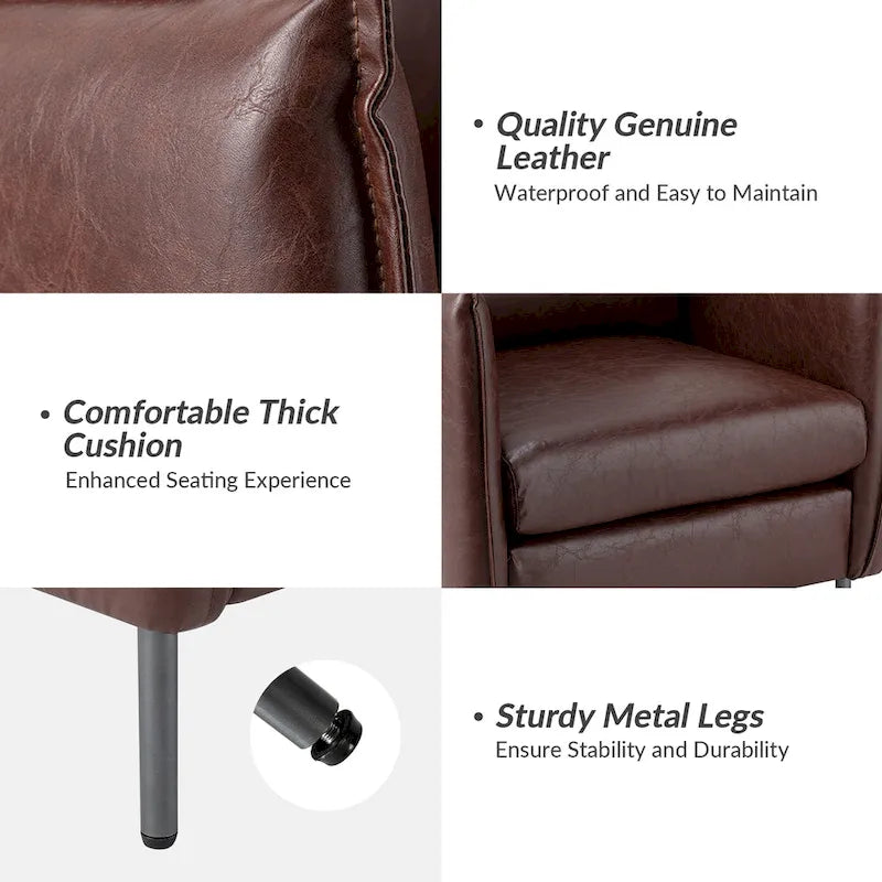 Set of 2 Jaime Modern Vegan Leather Accent Chairs with Metal Legs by HULALA HOME