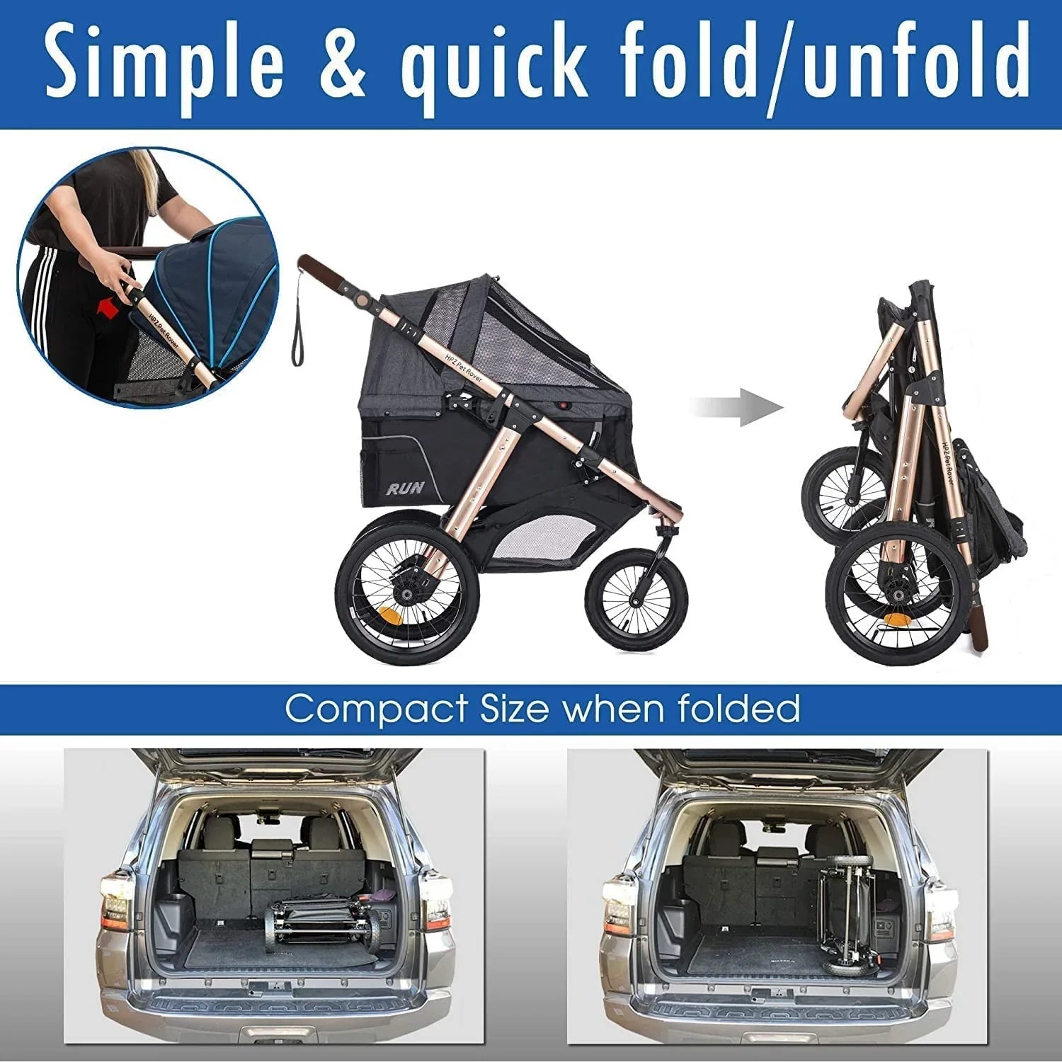 Jogging Sports Stroller with Comfort Rubber Wheels/Zipper-Less Entry/1-Hand Quick Fold/Aluminum Frame for Small/Medium Dogs, Cats and Pets (Green Camo)