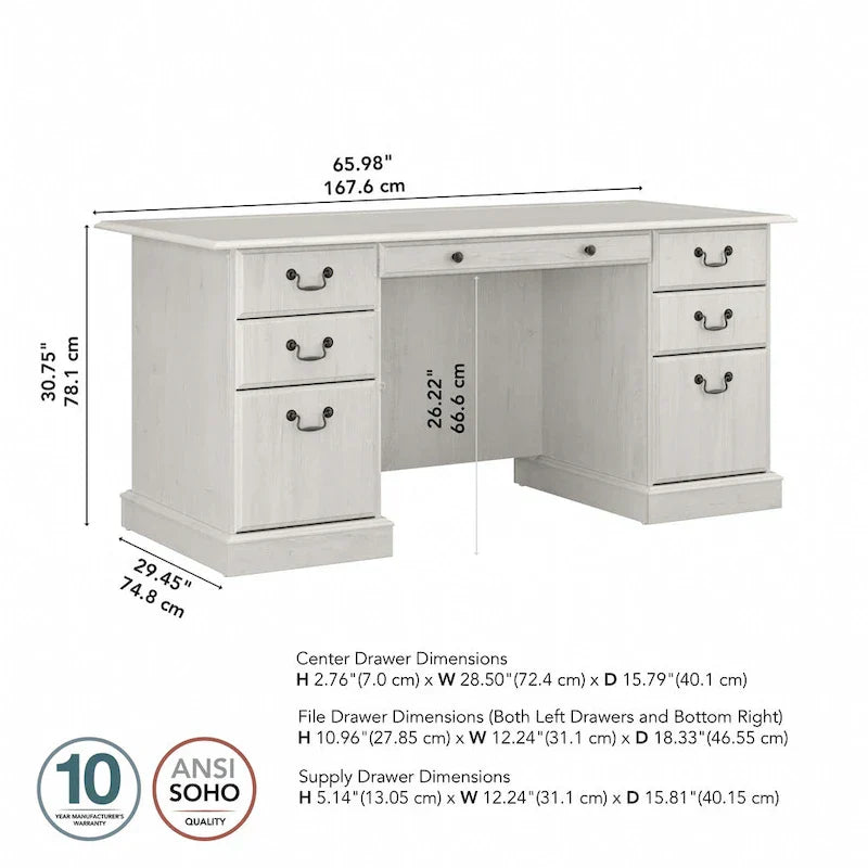 Saratoga Executive Desk with Drawers and Storage by Bush Furniture