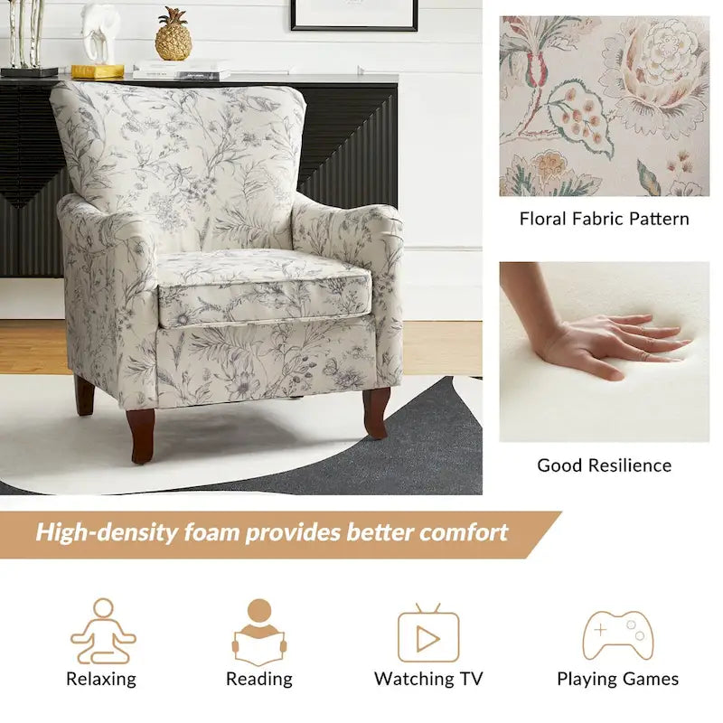 HULALA HOME Samouel Contemporary Floral Wingback Armchair