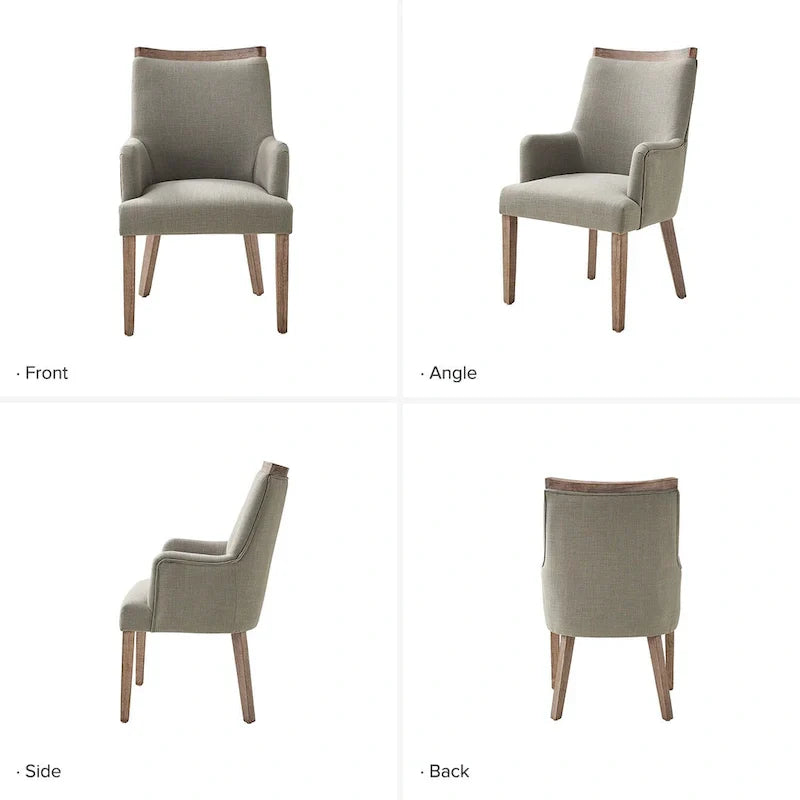 Set of 6 Albert Farmhouse Upholstered Solid Wood Dining Chairs by HULALA HOME