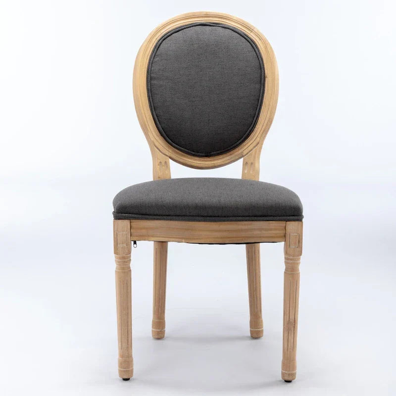 Set of 2 French Oval Back Dining Chairs - Elegant Retro Design with Solid Wood Frame