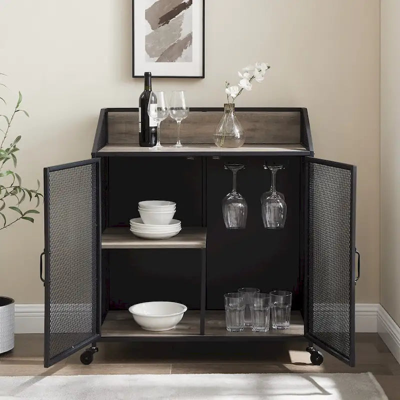 Middlebrook Pierpont Industrial-Style Mesh Bar Cabinet